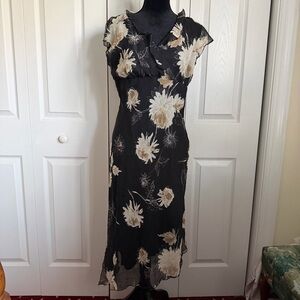 Vtg CDC Dress Womens 12 Floral Chiffon Asymmetrical Babydoll Fairy Grunge